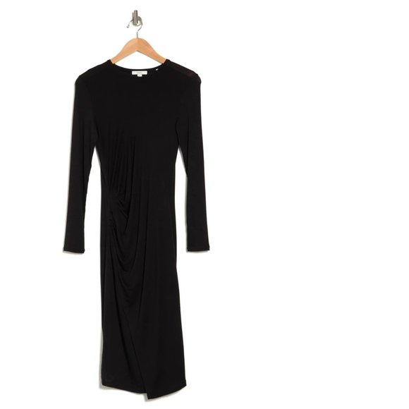 VINCE Gathered Midi Sheath Dress, SMALL - Picture 4 of 13